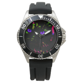 Neon zwarte kat met gloeiende ogen horloge