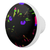 Neon zwarte kat met gloeiende ogen keramische knop (Rechts)