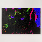 Neon zwarte kat met gloeiende ogen legpuzzel (Horizontaal)