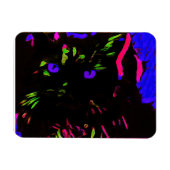 Neon zwarte kat met gloeiende ogen magneet (Horizontaal)