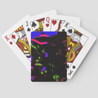Neon zwarte kat met gloeiende ogen pokerkaarten