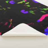 Neon zwarte kat met gloeiende ogen sherpa deken (3/4)