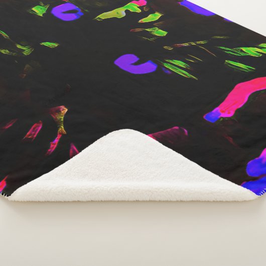 Neon zwarte kat met gloeiende ogen sherpa deken (3/4)