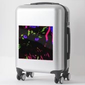 Neon zwarte kat met gloeiende ogen sticker (Koffer)