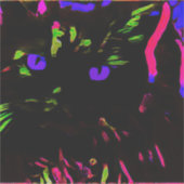 Neon zwarte kat met gloeiende ogen sticker (Voorkant)