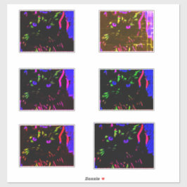 Neon zwarte kat met gloeiende ogen sticker