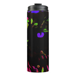 Neon zwarte kat met gloeiende ogen thermosbeker