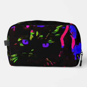 Neon zwarte kat met gloeiende ogen toilettasje