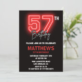 Neon Zwarte Rode Mannen Sport 57ste verjaardag Kaart (Staand voorkant)