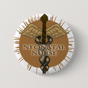 NeoNatal Nurse Caduceus pin Ronde Button 5,7 Cm