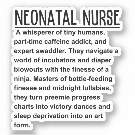 Neonatale verpleegkundige sticker (Voorkant)