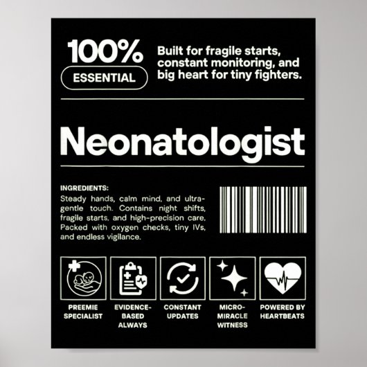 Neonatologist &amp; D Neonatology Gift Nicu Doctor Poster (Voorkant)