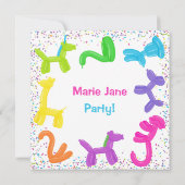 Neonballonnen, dieren ballonnen Uitnodiging (Achterkant)