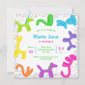 Neonballonnen, dieren ballonnen Uitnodiging (Voorkant)