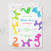 Neonballonnen, dieren ballonnen Uitnodiging (Voorkant)