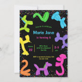 Neonballonnen, dieren ballonnen Uitnodiging (Voorkant)