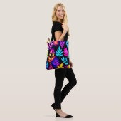 Neonbladeren Abstract Patroon Tote Bag (Op model)