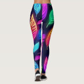 Neonbladeren in levendige gloed kunst leggings (Achterkant)