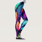 Neonbladeren in levendige gloed kunst leggings (Rechts)