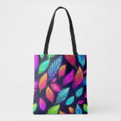 Neonbladeren in levendige gloed kunst tote bag (Voorkant)