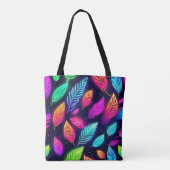 Neonbladeren in levendige gloed kunst tote bag (Achterkant)