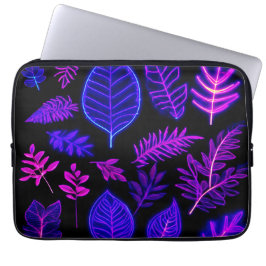 Neonbladeren in roze en paarse tinten laptop sleeve