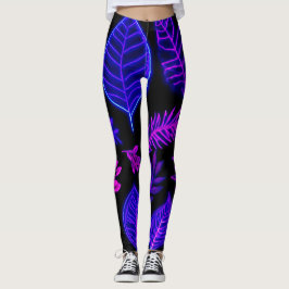 Neonbladeren in roze en paarse tinten leggings