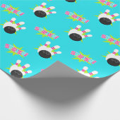 Neonblauw Bowling Inpakpapier (Hoek)