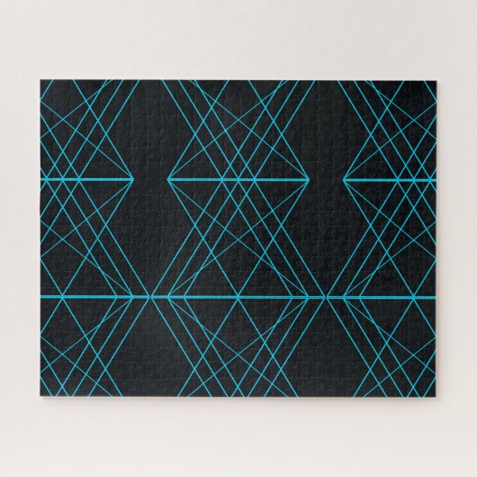 Neonblauw, cool, modern, trendy technologische kun legpuzzel (Horizontaal)