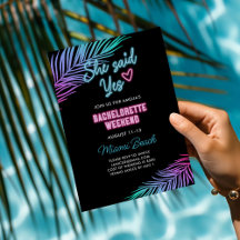 Neonblauw en roze tropisch vrijgezellenweekend