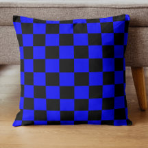 Neonblauw en zwart geruit dambord vintage