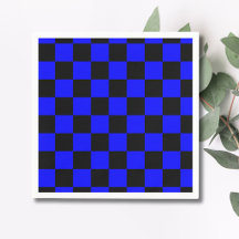 Neonblauw en zwart geruit dambord Vintage