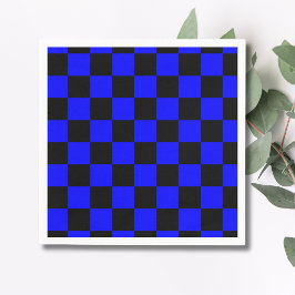 Neonblauw en zwart geruit dambord Vintage Servet