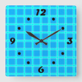 Neonblauw, helder gecontroleerd patroon vierkante klok (Voorkant)