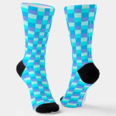 Neonblauw Kleurenpatroon Sokken (Gebogen)