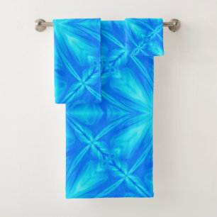 Neonblauw Turquoise Psychodelische Wolkachtige Abs Bad Handdoek
