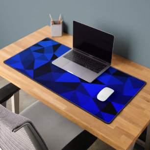 Neonblauw zwart geometrisch meshpatroon bureaumat