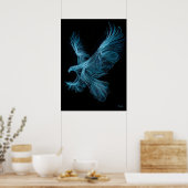 Neonblauwe Adelaar Futuristische Filament Wandkuns Poster (Keuken)