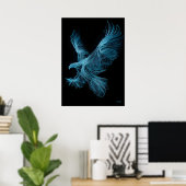 Neonblauwe Adelaar Futuristische Filament Wandkuns Poster (Thuiskantoor)