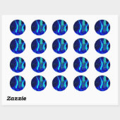 Neonblauwe gitaar ronde sticker (Vel)