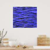 Neonblauwe glitterzebralijnen poster (Keuken)
