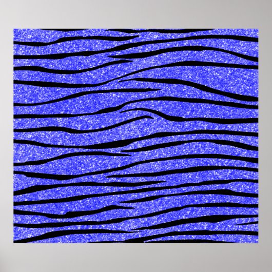Neonblauwe glitterzebralijnen poster (Voorkant)