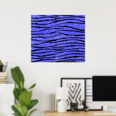 Neonblauwe glitterzebralijnen poster (Thuiskantoor)