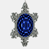 Neonblauwe glob-fractal tin sneeuwvlok ornament (Links)