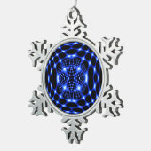 Neonblauwe glob-fractal tin sneeuwvlok ornament (Rechts)