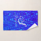 Neonblauwe golf abstract monogram eerste letters n bad handdoek (Handdoek)