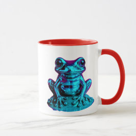 Neonblauwe kikker mok