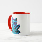 Neonblauwe kikker mok (Voorkant links)