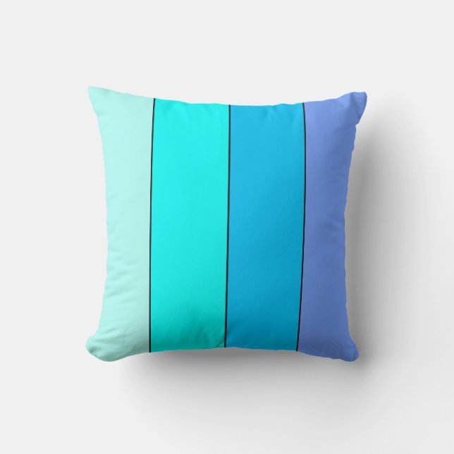 Neonblauwe Kleurlijnen Kussen (Voorkant)