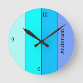 Neonblauwe Kleurlijnen met Naam Ronde Klok